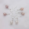 Certified 7-8-9Mm Natural Fresh Water Pearl Earrings Water Drop Ear Hook Pearl Earrings Plated 925 Silver Elegant Single Hook