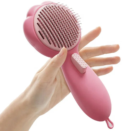 Self Cleaning Pet Hair Removal Comb for Dog and Cat Pet Grooming Hair Brush Comb in Paws Design MegaBDM