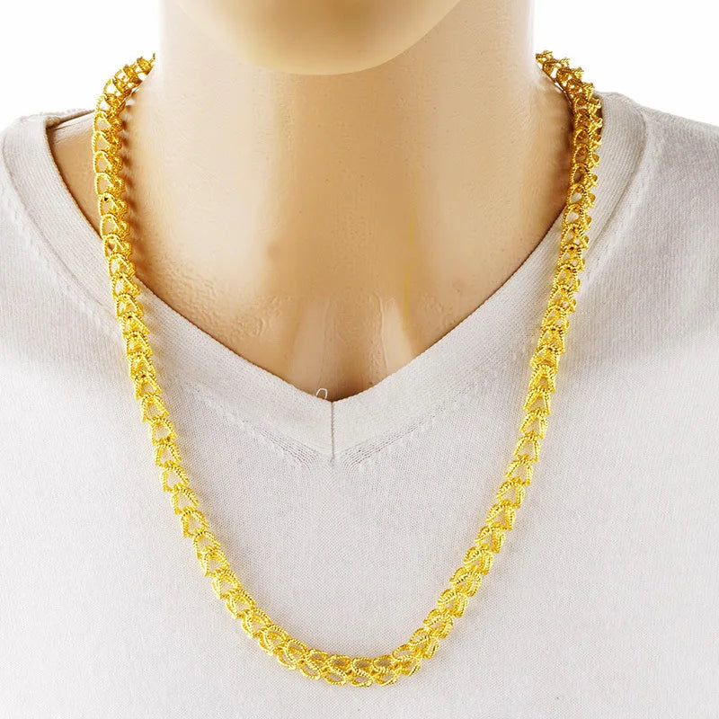 Dubai Men's Hollow Gold-Plated Double Chinese Dragon Heads Necklace Domineering Imitation Yellow Gold Colorfast