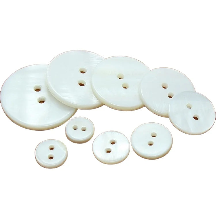 Wholesale Flat 2-hole Fashion Shirt Buttons Sewing Two Holes Freshwater Nature Pearl Shell Buttons