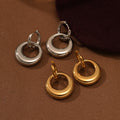Pvd Stainless Steel Big Hoop Earrings Jewelry Real 18k Gold Plated Double Hoop Plain Waterproof Earrings for Ladies