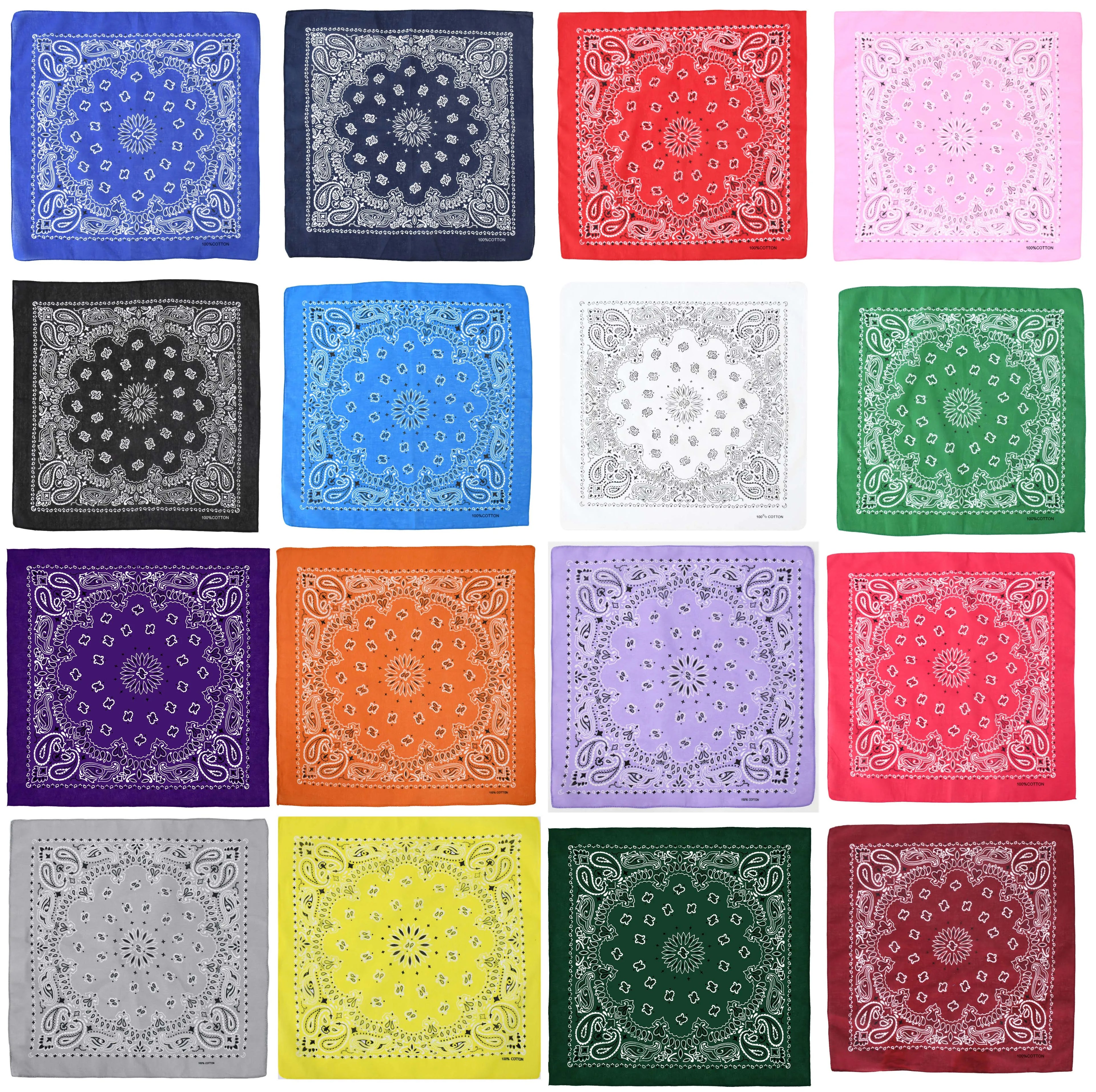 Bulk Custom Print Logo Sublimation Recycled Soft 100% Cotton Classic Square Paisley Bandana for Men Women