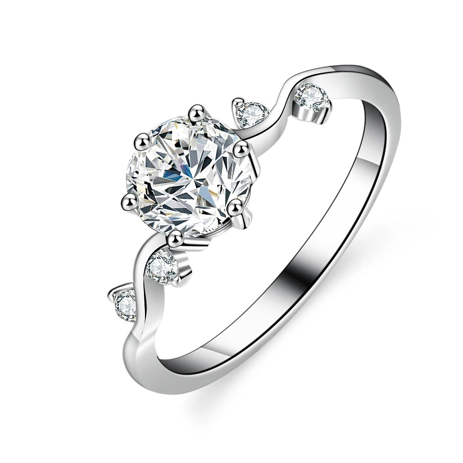 Jewelry Diamond Wedding Ring Custom GRA VVS 1 Carat 925 Silver Eternity Engagement Moissanite Ring Crown Silver Rings