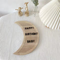 Moon Shape Wooden Letter Board with White Letters for Home Decor