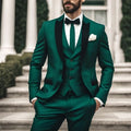 Green Men's Suits for Wedding 3 Piece Jacket Pants Vest Full Sets (Jacket+Vest+Pants) Single Breasted Male Clothing Terno Blazer