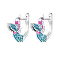 New Arrivals 925 Sterling Silver Colorful Enamel Kingfisher Hoop Earrings Bird Ear Buckles for Women Trendy Fine Jewelry BSE899