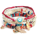 Evil Eye Charms Bracelets Fatima Hamsa Hand Bracelet Bangles for Women Multilayer Braided Handmade Men Beads Jewelry