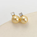 10MM Golden Imitation Pearl Silver Plated Earring & Necklace Set Classic Minimalist Wedding Engagement Gift Party Jewelry