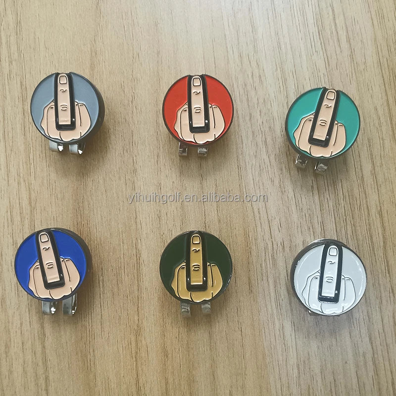 Edgy Style Metal Middle Finger Golf Ball Marker Durable Enamel Process Golf Hat Clip and Accessories