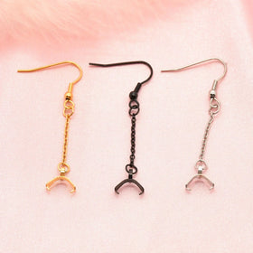 Stainless Steel Clamp Earring DIY Gold Plated Dangle Tassel Components for Piercing Jewelry Drop Tassels Hooks