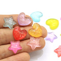 Glitter Star Love Heart Flat Back Resin DIY Mobile Phone Case Patch Woman Hair Nail Art Crafts Accessories