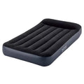 INTEX 64141 Deluxe Single Air Mattress with Built-In Pillow PVC Flocking Camping Mat Foldable Modern Design for Bedroom Park Use