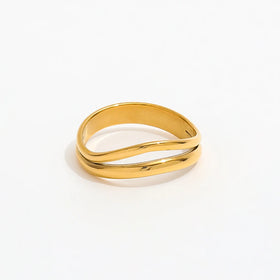 Fenny 18K Gold Plated Waterproof&No Fade Fashion Designer Abstract Double Strip Symmetrical Stainless Steel Wholesale Jewelry