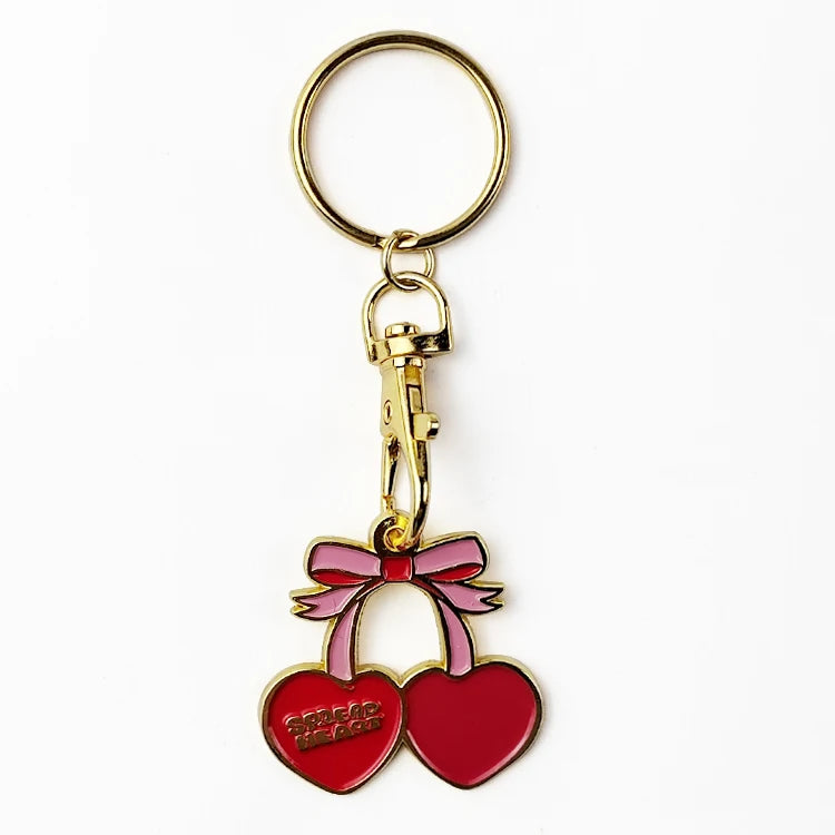 Bulk Engraved Custom Metal Leaf Cute Metal Double Sided Girls Red Strawberry Cherry Blessed Cute Keychain for Girls