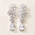 Specail Green Flower Crystal Earring Zirconia Stone Fine Jewelry Party Emerald Zircon Water Drop Earrings