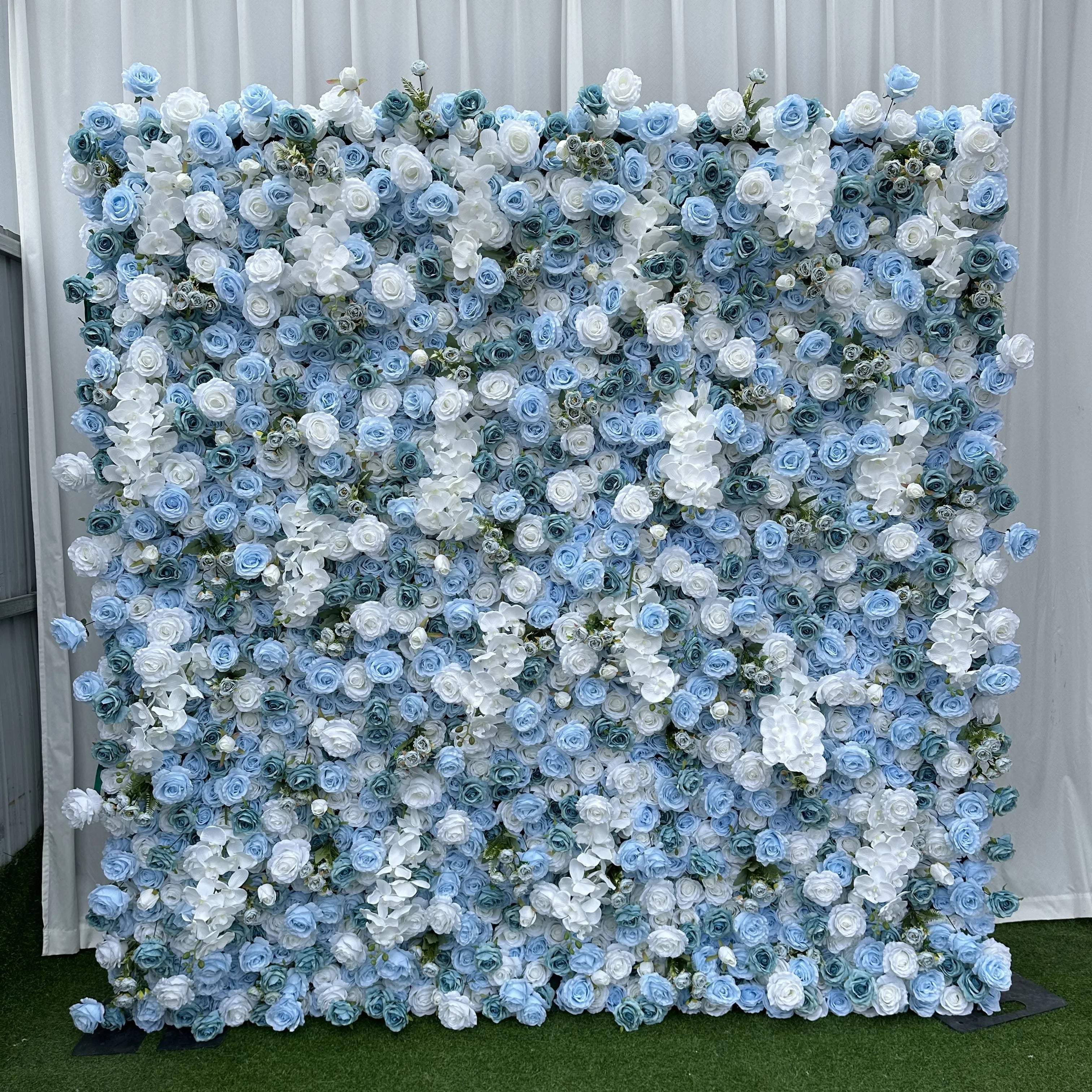 KE-WA049 Wholesale Wedding Artificial Flower Wall Background Roll up Flower Wall Backdrop 8ft X 8ft for Event Decoration