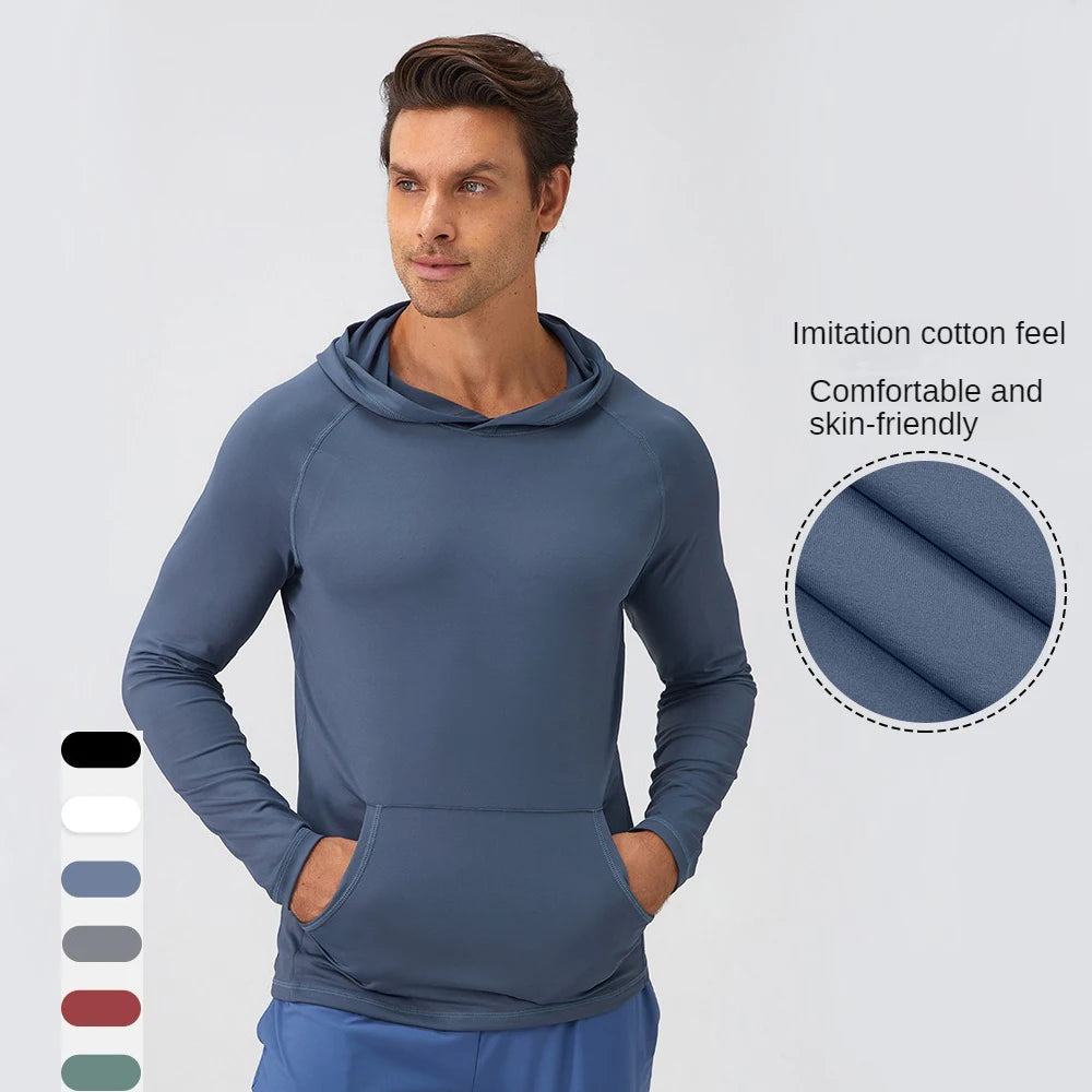 SHINBENE Plus Size Quick Dry Breathable Lightweight Men's Gym Workout Active Long Sleeve Pullover Hoodie Sweatshirts