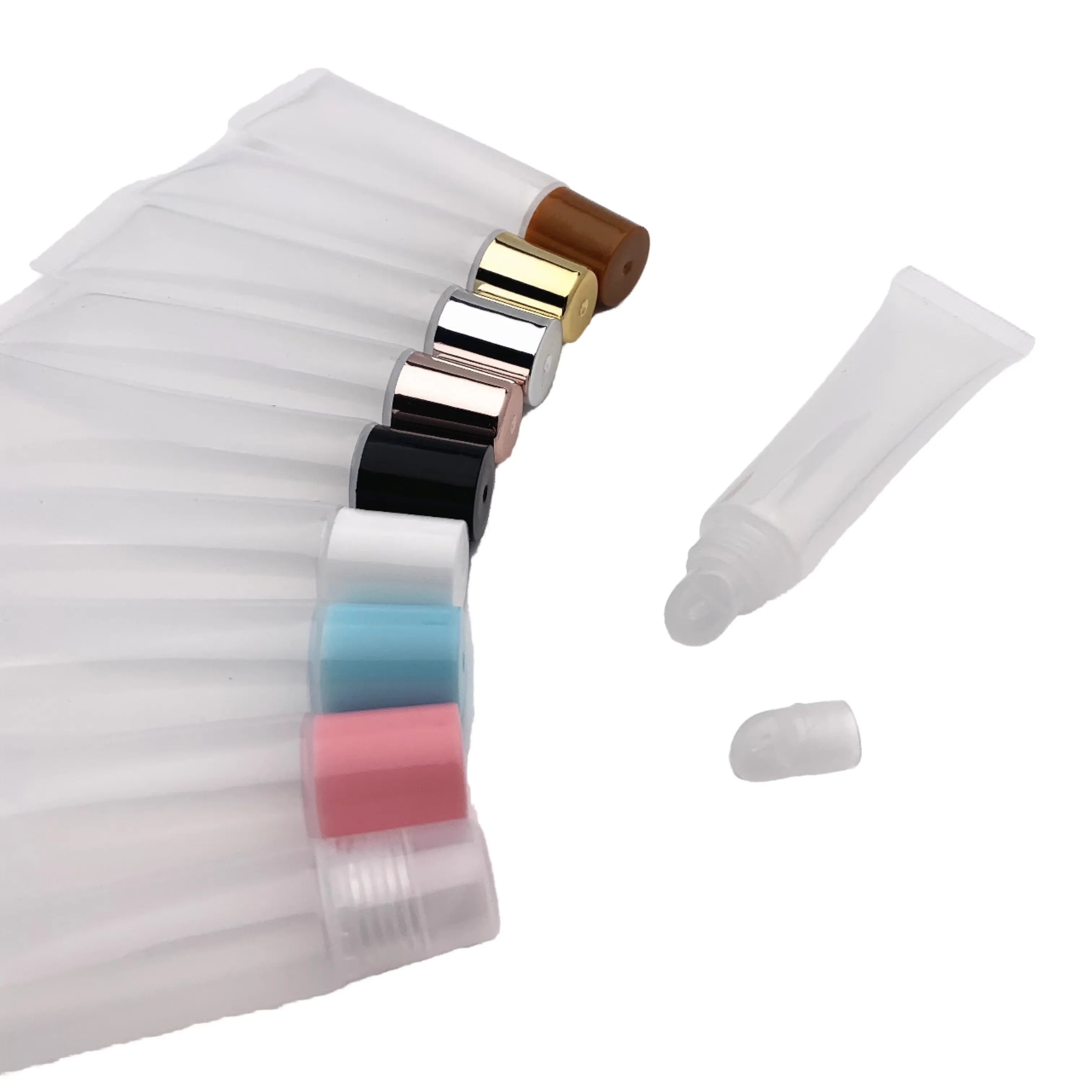 10ml 15ml Pink Extruded Lip Enamel Tube Rose Gold White Subpackage for Lip Color Foundation Blush Cosmetics Lipstick Use