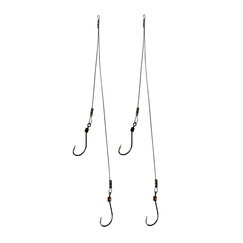 Steel Wire Leader with Swivel Barbed Hooks for Sea & Lake Fishing 15/22.5cm Carbon Steel