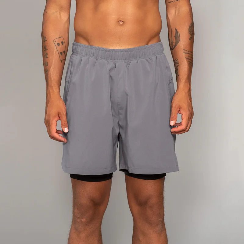 Custom Logo 2 in 1 Double Layers Breathable Lining Sports Workout Gym Men's Performance Running Basketball Jogging Tennis Shorts