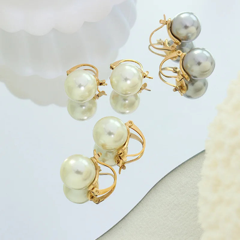 Luxury Jewelry 18k Gold Plated Baroque Pearl Huggie Earrings Tarnish Free Stainless Steel Freshwater Pearl Drop Earrings