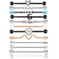 14g Mix Styles Surgical Steel Industrial Piercing Barbell 14G Cartilage Earring Helix Ear Lobe Stretcher Bar Body Jewelry 20pcs