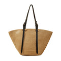 Wholesale Large Capacity French Basket Straw Woven Beach Tote Bag for Women Open Closure Shoulder Handbags New Mexico Style
