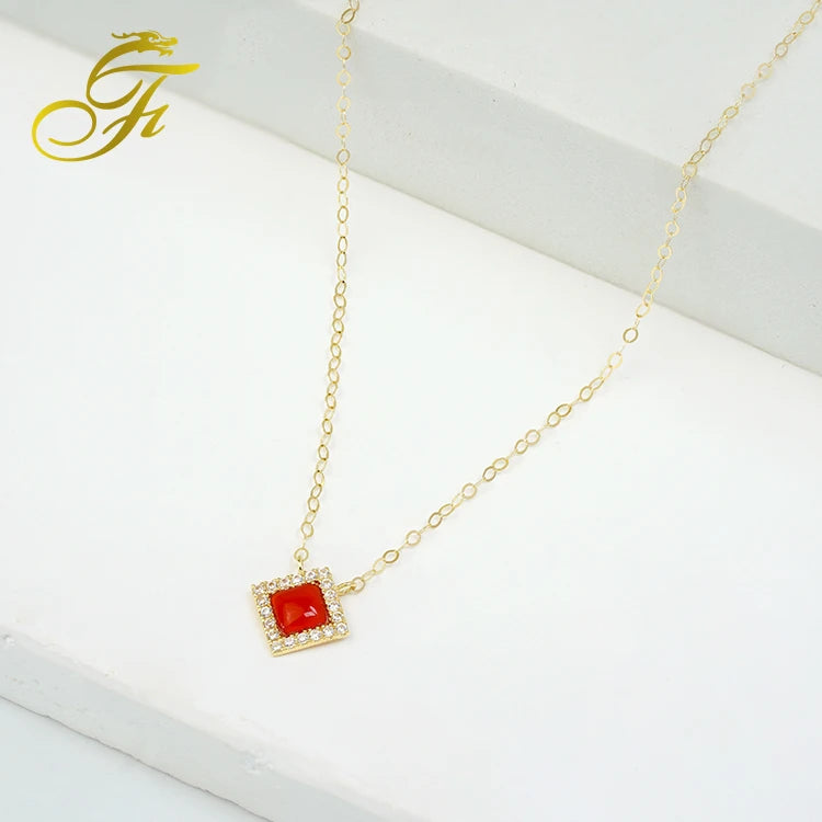 Solid Gold 14K 18K 21K Jewelry Trendy Link Chain Choker Necklace for Women 42cm Long for Gift