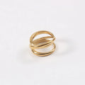 Fenny 18K Gold Plated Wholesale Tarnish Free Statement Three Circle Cross Stainless Steel Finger Ring Trend for Women