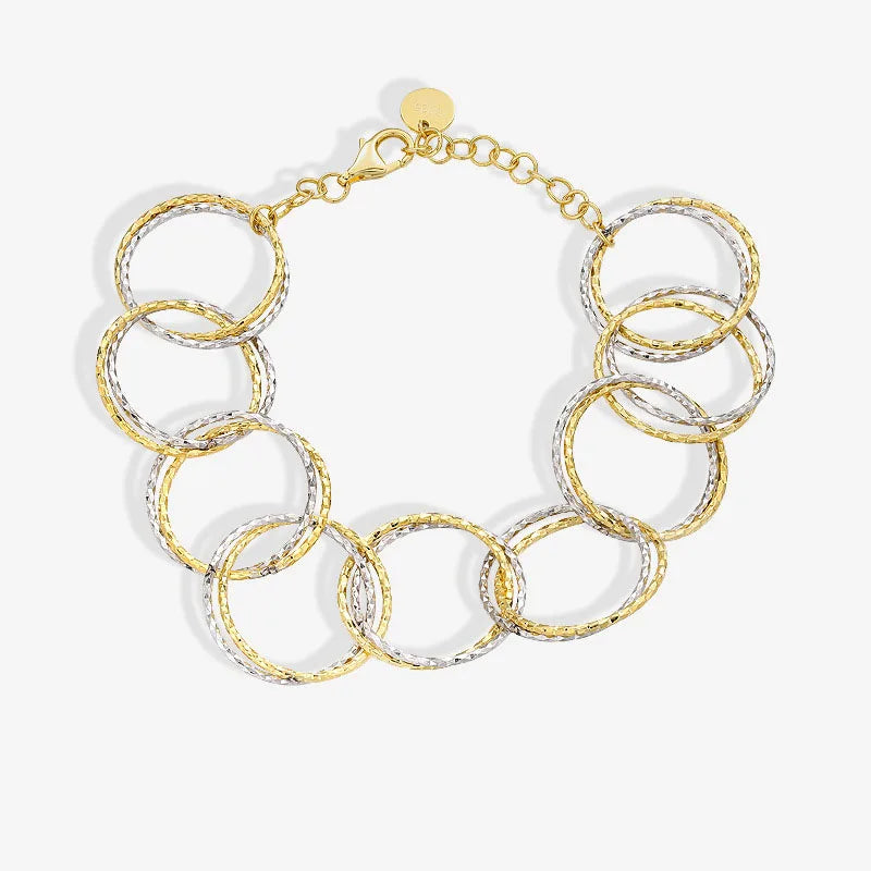 925 Sterling Silver Charm Chunky 18k Gold Plated Rhodium Plated Glitter Rope Oval Link Bracelet Gift Party
