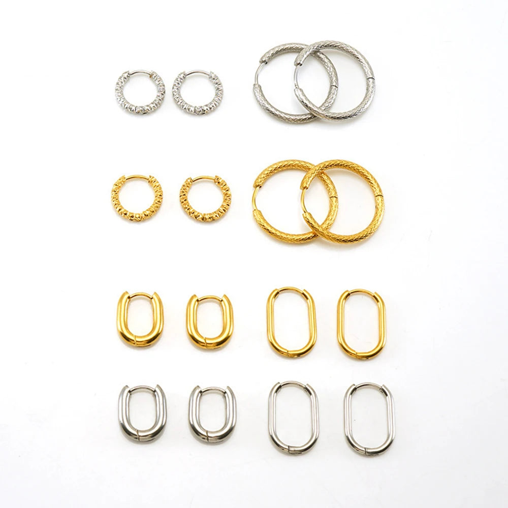 Wholesale High Quality Jewelry Big Stainless Steel 18k Gold Plated Round Custom Hoop Earrings Trending
