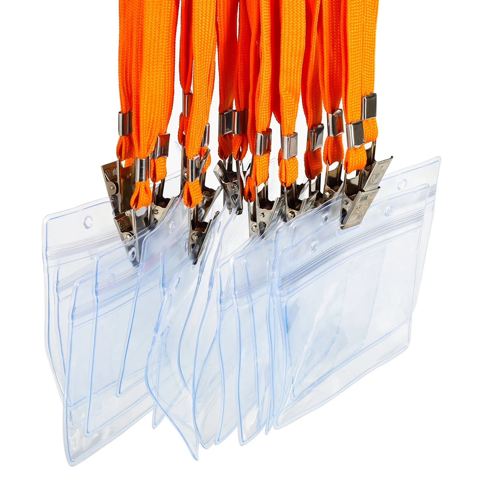 Customized Rigid Id Card Holder Pvc Clear Plastic Clear Business Card Holder With Knitted Lanyard