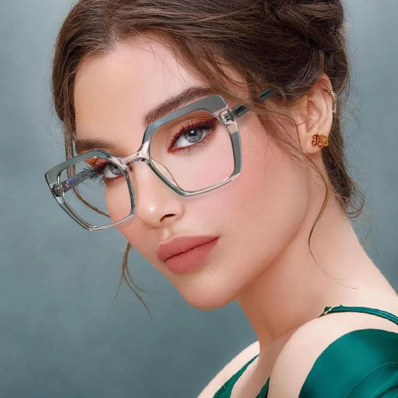 Free Sample New TR-90 Metal Anti Blue-light Optical Frames for Girls Unisex Eyewear Square Oversized Big Frames Mixed Double
