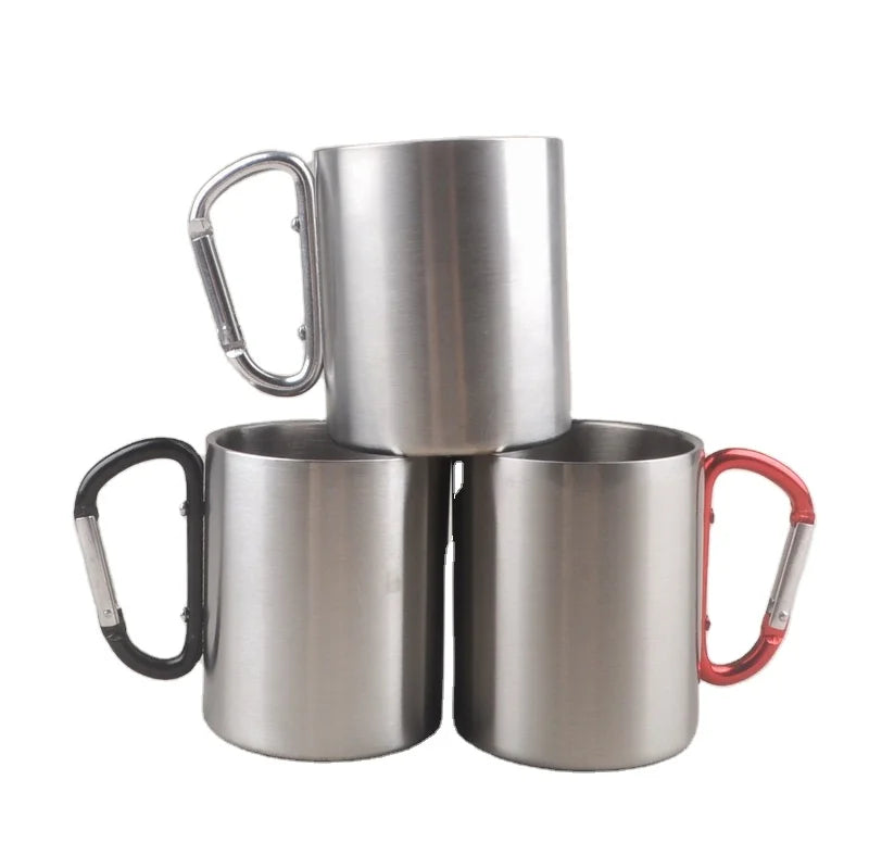 Wholesale Custom logo Double Walled Sublimation Stainless Steel Camping Carabiner Mug
