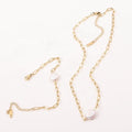 Ins Style Trendy Dainty Light Luxury Simple Jewelry 18k Gold Plated Stainless Steel Cuba Chain Water Pearl Jewelry Sets