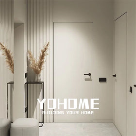 China Source Factory Frameless Interior Flush Door Internal Bedroom Invisible Hinge Swing Door Frameless Invisible Hidden Door