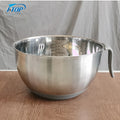 Customize Silicone Bottom Non-slip Flat Egg Mixing Bowl 304 Stainless Steel Metal Bakery Dough Salad Fruit Mixer Round Bowls