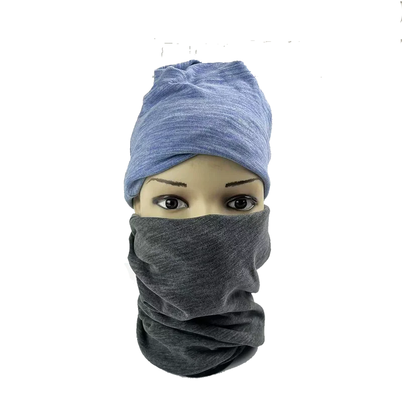 High Quality Blue and Grey Double-Layer Fleece Neck Gaiter Windproof Winter Neck Warmer for Adults