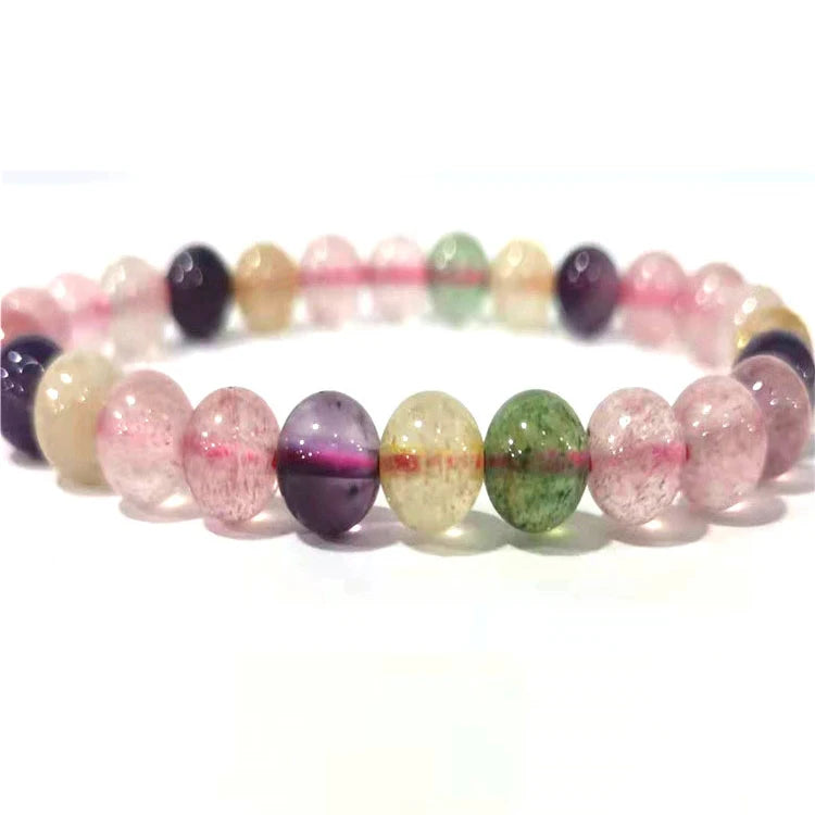 Natural Crystal Bracelet Strawberry Quartz Amethyst Hair Crystal Fu Lu Shou Crystal Super Eight Super Seven Bracelet