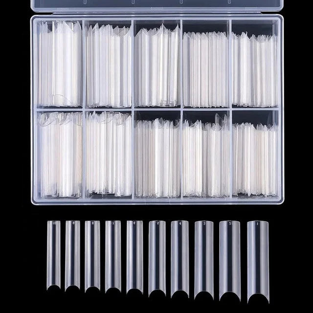 200pcs/Box XXL C Curve Straight Length Nail Tips Extra Nature-Clear Long Salon False Nails Tips Half Cover Artificial Fake Nails