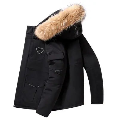 White Duck Down Casual Stand up Collar Winter Outdoor Thick Hoodie Men Coat