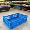 Stackable & Foldable Plastic Folding Crates Collapsible Food Turnover Basket for Vegetable & Fruit Storage Mesh Style