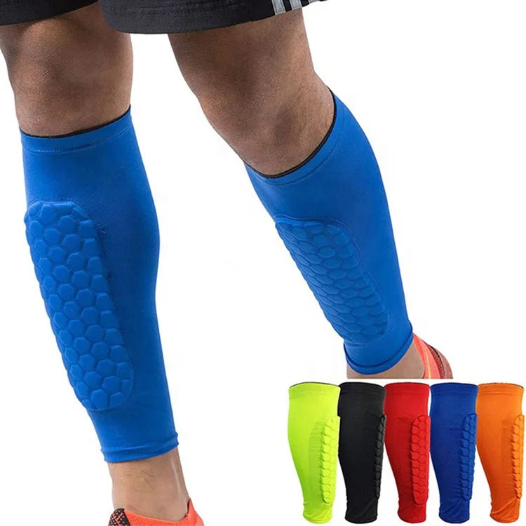 Custom Honeycomb Football Guards Sock Leg Strap Brace Support Pads Calf Compression Sleeve Soccer Shin Guard Neoprene Breathable