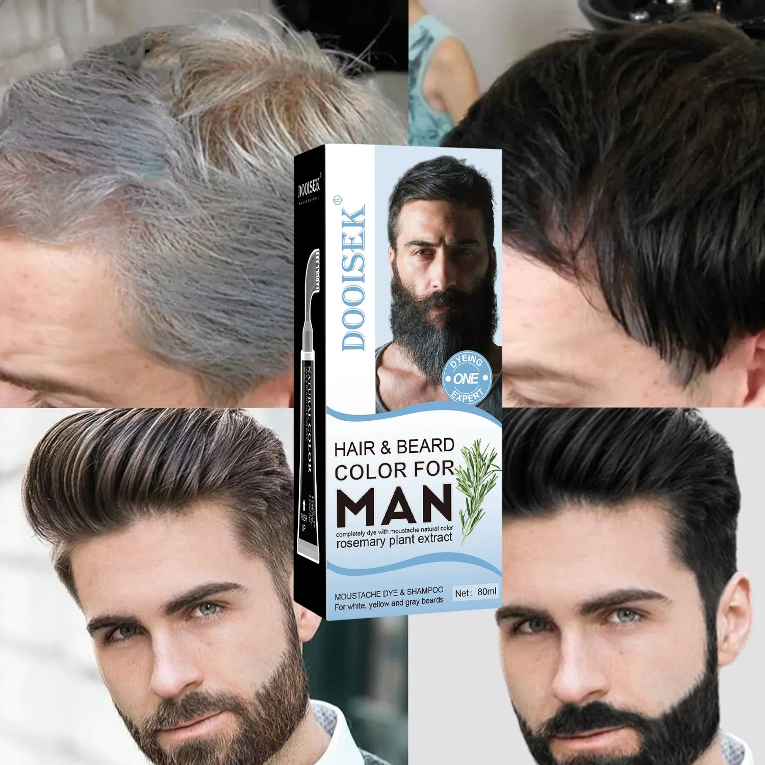 80ml Natural Men's Hair & Beard Dye Herbal Permanent Hair Color Shampoo Ammonia Free Free Products to test and Review