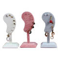 Creative Ear Shape Leather Velvet Linen Jewelry Earrings Display Stand Holder Rack with 8 Holes