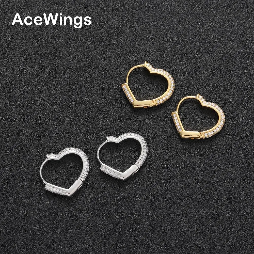 E054    Hip Hop CZ Earrings Brass Setting Zircon Stud Earrings