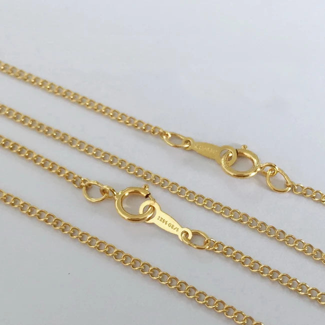 Dainty Necklace 14K Gold Filled Chain Necklace 1.5mm Chopin Thin Curb Chains Necklace