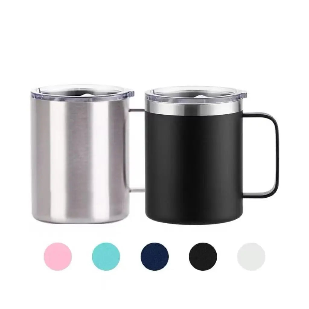 12oz 14oz 16oz 24oz Double Wall Insulated Vacuum Stainless Steel Powder Coated Travel Coffee Camp Mug With Handle
