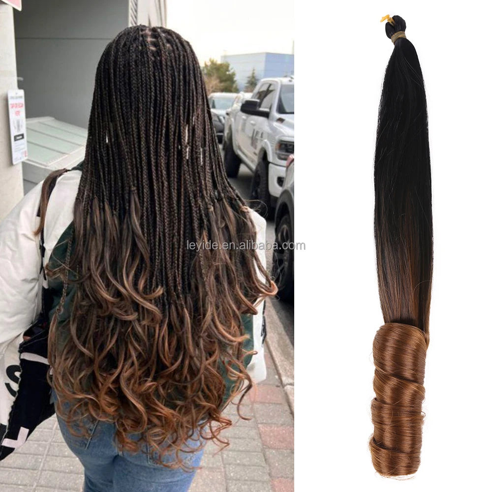 22inch Synthetic Ombre Loose Body Wave Pre Stretched Easy Braid Crochet Hair Extensions French Curls Spiral Curls Braiding Hair