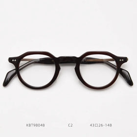 Vintage Acetate Optical Spectacle Frames Women Fashion Round Metal Eyeglass Frame Men Trend Transparent Eyewear